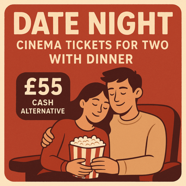 Date night cinema tickets for 2 with dinner