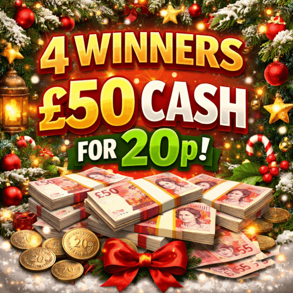 4 winners £50 cash for 20p!