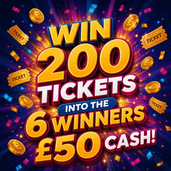 200 tickets into 6 winners of £50