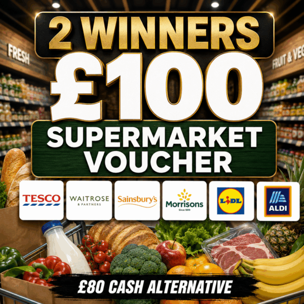2 Winners £100 supermarket voucher